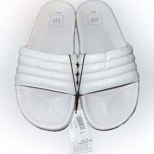 Gap Pool Slides Faux Leather Optic White Women Size 6-7 NWT